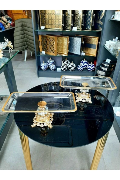 Elta Collection Avangard 2 Adet Döküm Ayak Kristalli Gold Yaldızlı Sunumluk Muhteşem Ürün ürün görseli 1