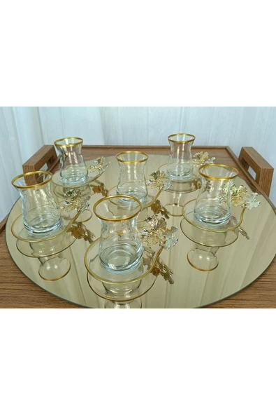 Elta Collection Özel Seri Yaldızlı 6'lı Çay Seti , Çay Takımı , Hediyelik , Çeyizlik ürün görseli 1