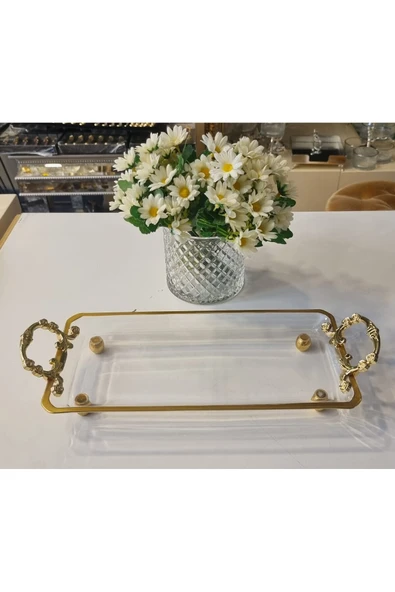 Elta Collection Metal Kulplu Kristal Servis Tabağı Meze Tabağı ürün görseli 1