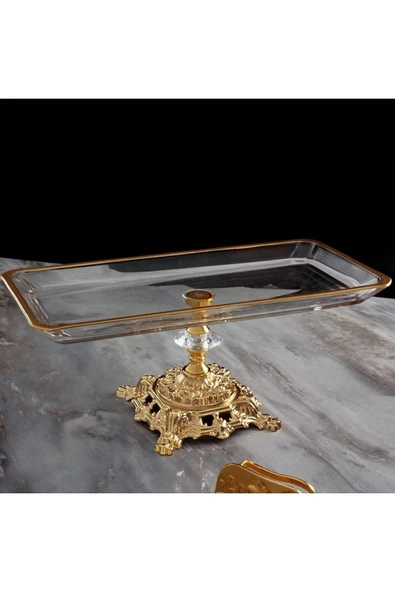 Elta Collection Metal Ayaklı Dikdörtgen Sunum Tepsisi ürün görseli 1