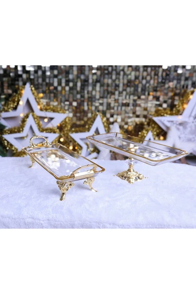 Elta Collection 2 li Paşabahçe Kristal Metal Ayaklı Yaldızlı Baton Sunumluk ürün görseli 1