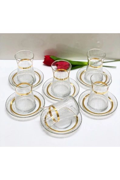 Elta Collection Handmade Gold Işlemeli 6 Kişilik Çay Seti ürün görseli 1