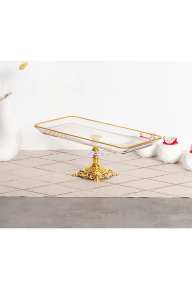 Elta Collection Paşabahçe Kristal Metal Ayaklı Yaldızlı Baton Sunumluk Yılbaşı Özel ürün görseli 1