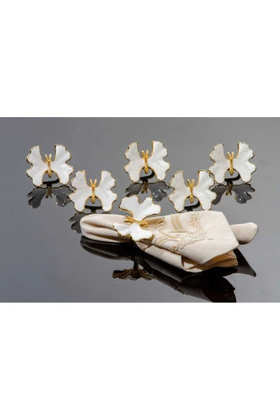 Elta Collection 6 PARÇA MİNELİ KELEBEK MODEL PEÇETE HALKASI GOLD BAZEY ürün görseli 1