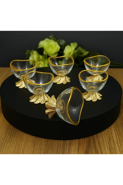 Elta Collection 6 lı Lüx Kahve Yanı Mini Lokumluk Şekerlik Sosluk Reçellik Çerezlik Kase ürün görseli 1
