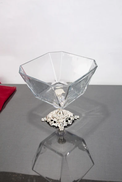Elta Collection KRN GÜMÜŞ SALATA KASESİ METAL AYAKLI 19X19X19 ürün görseli 1