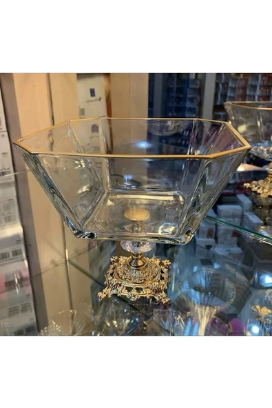 Elta Collection Metal Ayaklı Gold Detaylı Büyük Boy Kase- Sunum - Servis - Salata Kasesi ürün görseli 1