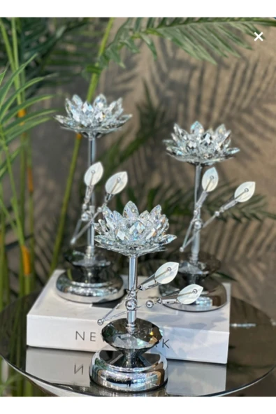 Elta Collection Kristal Taşlı Gold Şamdan 3’lü Set – Lüks Dekoratif Konsol ve Masa Aksesuarı ürün görseli 1