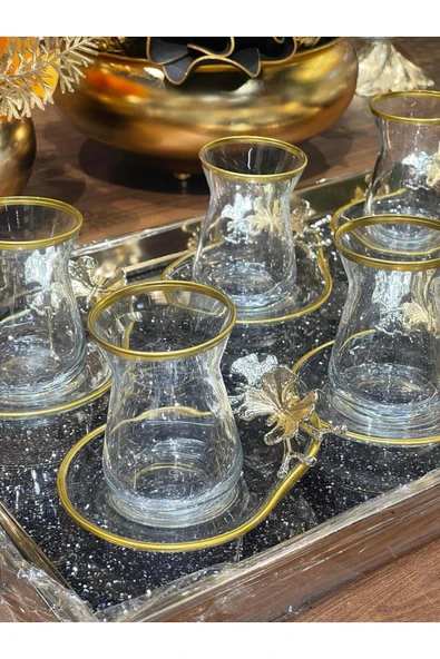 Elta Collection Özel Seri 6'lı 12 Parça Kelebek Çay Seti , Çay Takımı , Hediyelik ürün görseli 1