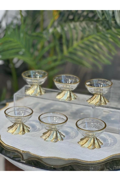 Elta Collection 6 lı Lüx Kahve Yanı Mini Lokumluk Şekerlik Sosluk Reçellik Çerezlik Kase ürün görseli 1