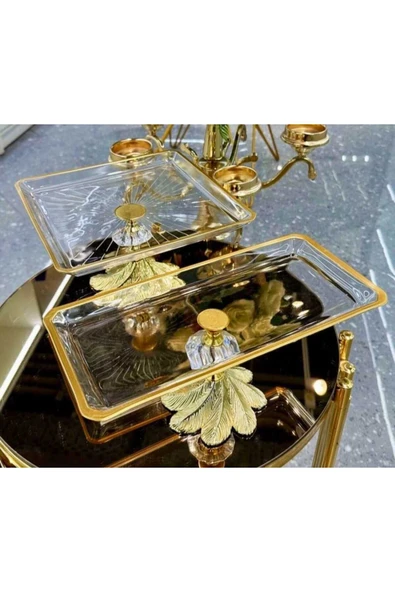 Elta Collection 2 Parça Gold Semazen Metal Ayaklı Pasta Sunumluk Kurabiyelik Seti ürün görseli 1