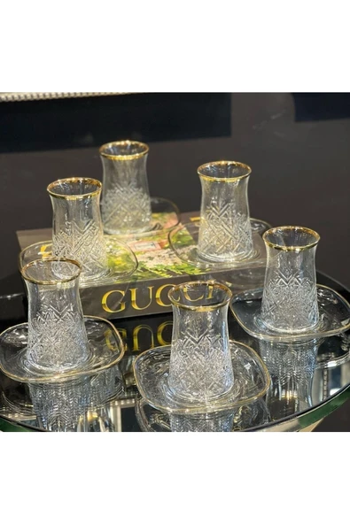 Elta Collection 12 Parça Gerçek Yaldızlı Timeless Çay Seti ürün görseli 1