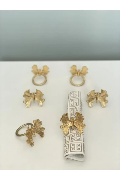 Elta Collection 6 Adet Kelebek Model Peçete Yüzüğü - 6 Lı Peçete Halkası Gold Renk ürün görseli 1