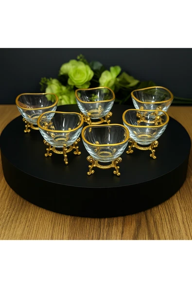 Elta Collection 6 lı Lüx Kahve Yanı Mini Lokumluk Şekerlik Sosluk Reçellik Çerezlik Kase ürün görseli 1