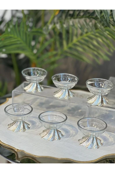 Elta Collection 6 lı Lüx Gümüş Kahve Yanı Mini Lokumluk Şekerlik Sosluk Reçellik Çerezlik Kase ürün görseli 1