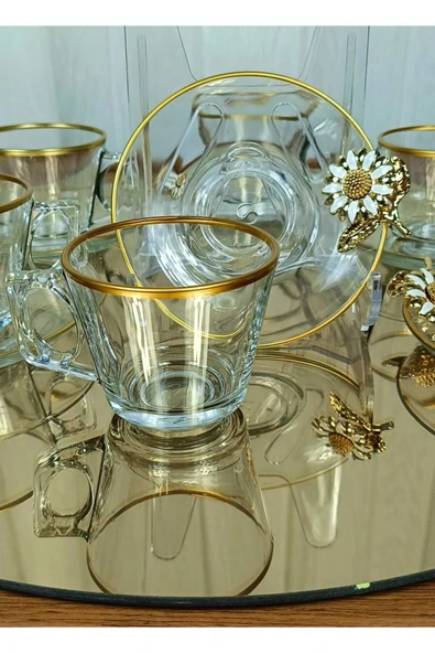 Elta Collection PAŞABAHÇE Vela Fincan Takımı  12 Parça 6 Kişilik KELEBEKLİ YALDIZLI Hediyelik Çeyizlik ürün görseli 1