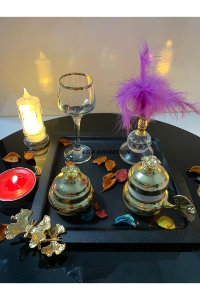 Elta Collection 5 Parça Gold Detaylı Kahve Sunum & Damat Kahve Seti ürün görseli 1
