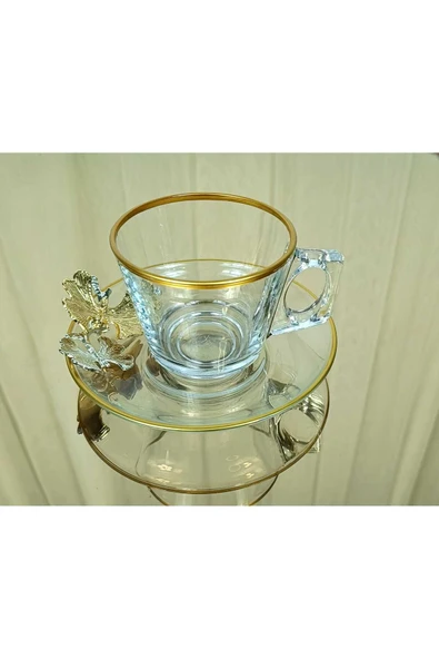 Elta Collection PAŞABAHÇE Vela Fincan Takımı  12 Parça 6 Kişilik KELEBEKLİ YALDIZLI Hediyelik Çeyizlik ürün görseli 1