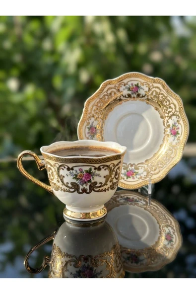 Elta Collection Victoria 24K Altın İşlemeli 6 Kişilik Porselen Fincan Seti Takımı ürün görseli 1