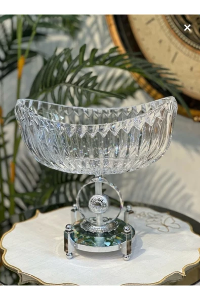Elta Collection Ultra Lüks Premium Kristal Gümüş Gondol Kase | Dekoratif Masa ve Salon Aksesuarı ürün görseli 1