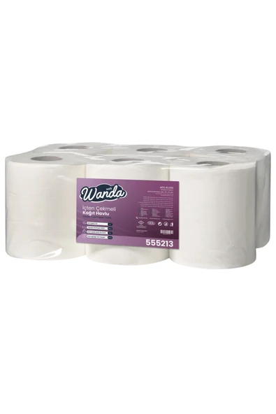 Wanda Soft İçten Çekmeli Kağıt Havlu 5 KG 6'lı - 2 Katlı, 21cm Yaprak Eni - 84M Rulo - 23Gr Dolgu ürün görseli 1