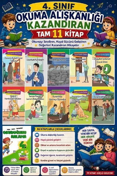4. Sınıf Okuma Alışkanlığı Kazandıran Okumayı Sevdiren Tam 11 Kitap -4 ürün görseli 1