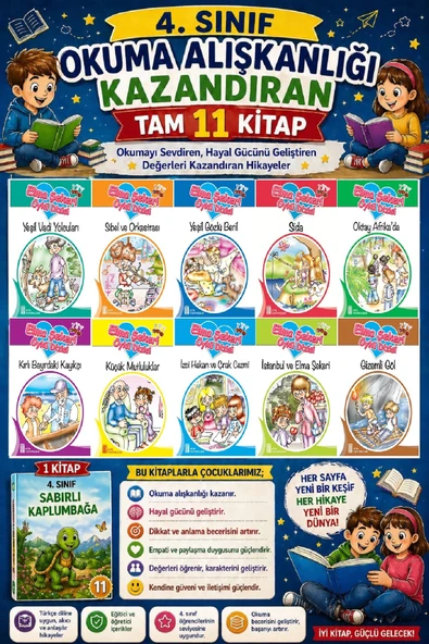 4. Sınıf Okuma Alışkanlığı Kazandıran Okumayı Sevdiren Tam 11 Kitap -3 ürün görseli 1