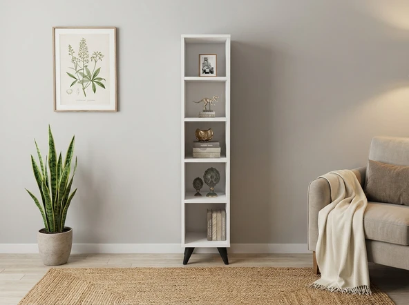 Dienni Simple Kitaplık 4 Raflı 30x30x144 BEYAZ ürün görseli 1