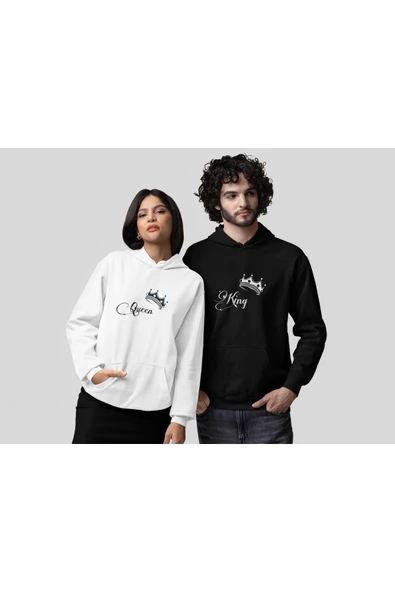 Sevgili Kombini King Queen Sweatshirt – Çift Kapüşonlu Hoodie ürün görseli 1