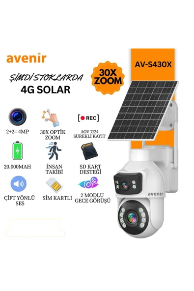 AVENİR Av-s430X 2 Panelli 30X ZOOM Çift Kameralı E-sim AOV TEKNOLİSİ Destekli ürün görseli 1