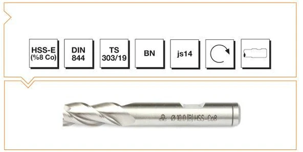 MTE 17 mm Parmak Freze HSS-E Co8 DIN 844/B-N B00276181700 ürün görseli 1