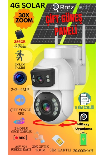 AVENİR S430X 4MP 30X Optik Zoom  2 Kameralı AOV E-SİM  4G Sim Kartlı Çift Güneş Panelli Kamera ürün görseli 1