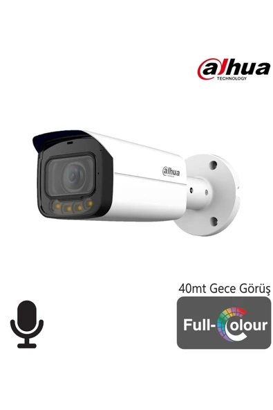 DAHUA HAC-HFW1209TLMP-A-LED-0360B 2MP 3.6mm Full Color IP67 Metal Bullet (Sesli)(40Mt) ürün görseli 1