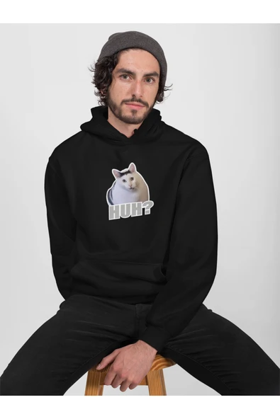 Unisex Huh? Cat Sweatshirt - Resim 2