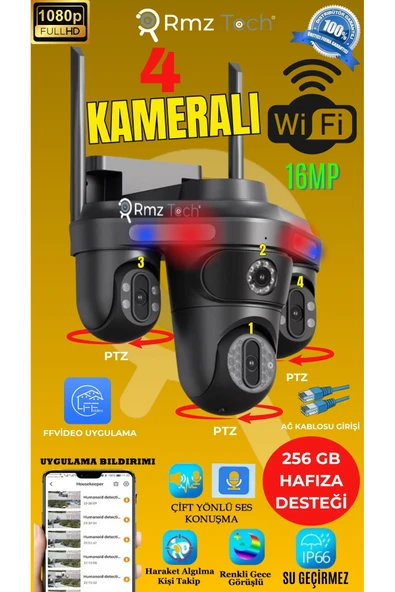 AVENİR S316X 4 Kameralı 10x Zoomlu 16MP 3 PTZ Dönebilen Wifi Sesli Kamera ürün görseli 1
