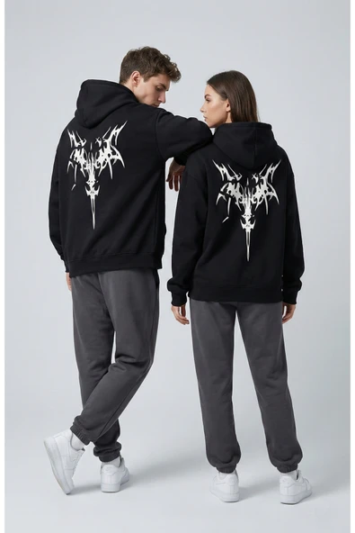 Nevermind Unisex Oversize Hoodie Grafik Sembol Baskılı ürün görseli 1