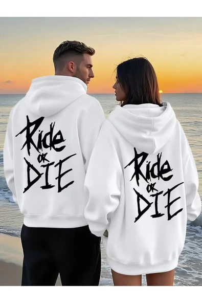 Oversize Hoodie Ride or Die Baskılı – Unisex Kapüşonlu Sweatshirt Sokak Modası ürün görseli 1