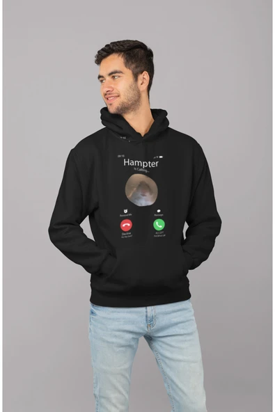 Unisex Hampter is Calling Sweatshirt Siyah - Resim 4