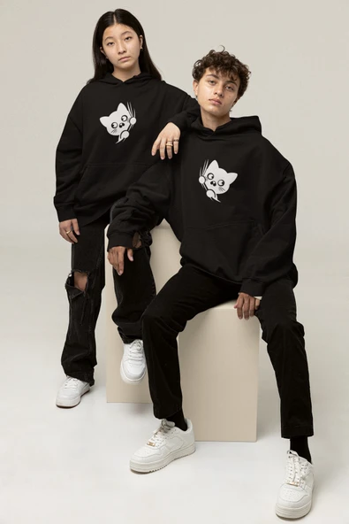 Sevgili Çift Kombini Özel Tasarım Oversize Kapüşonlu Sweatshirt – Trend Hoodie ürün görseli 1