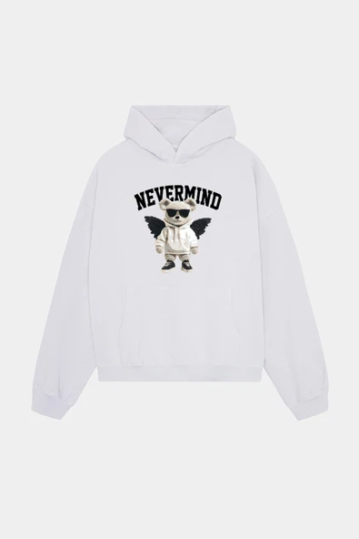 Trendy Oversize Beyaz Kapüşonlu Sweatshirt – Koleksiyon ürün görseli 1