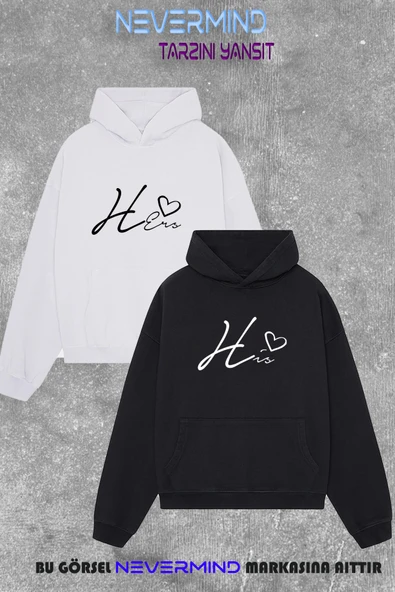 Unisex Oversize Hoodie – Çift Kombini His & Hers 2'li Sweatshirt ürün görseli 1