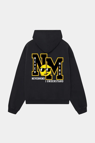 Unisex Kapüşonlu Sweatshirt - NM Baskılı Oversize Hoodie ürün görseli 1