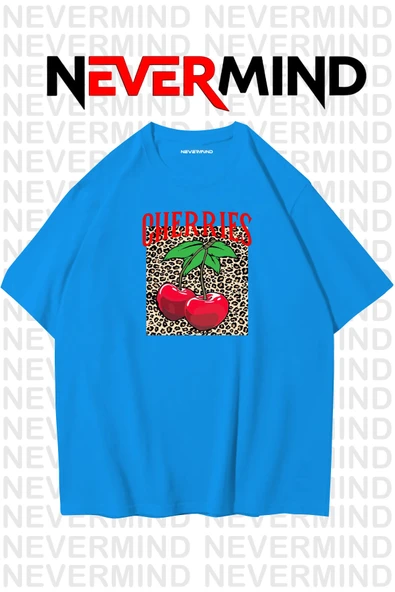 Unisex Cherries Baskılı Oversize Tshirt - Resim 5