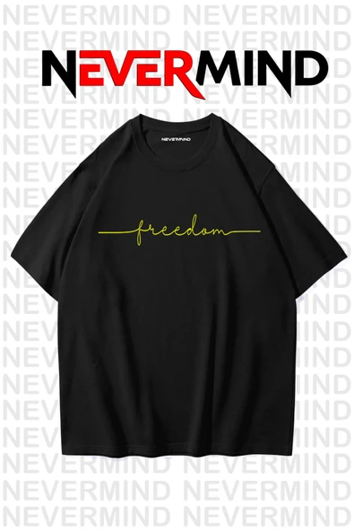 Erkek Oversize “Freedom” Baskılı Erkek Tişört – Yazlık Rahat Pamuklu Tshirt ürün görseli 1