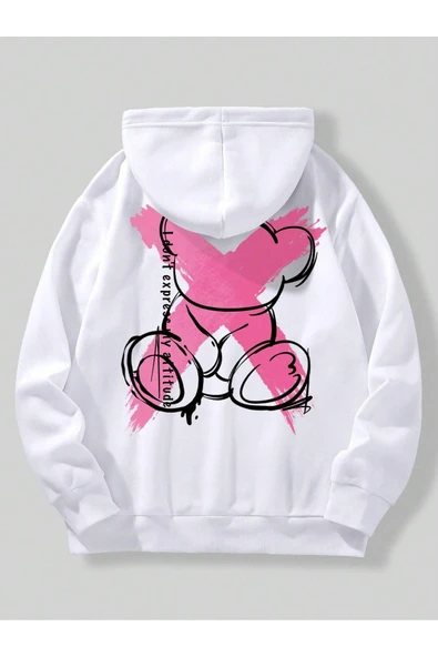 Unisex IDONT X Baskılı Oversize Baskılı Kapşonlu Sweatshirt 3 Iplik ürün görseli 1