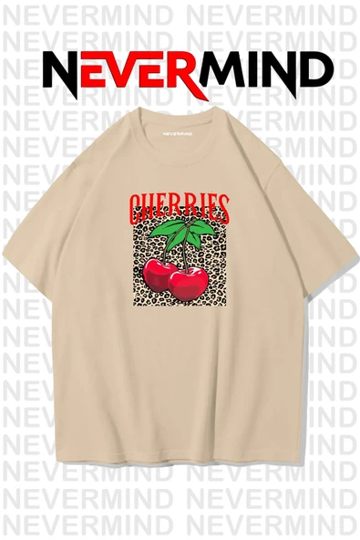 Unisex Cherries Baskılı Oversize Tshirt - Resim 3