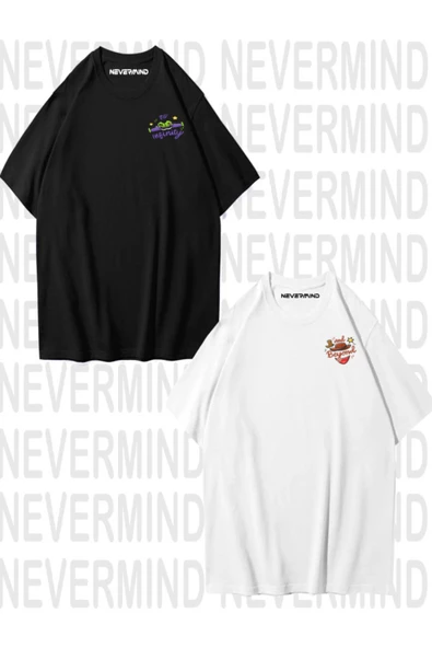 Unisex To Infinity & Beyond Ön Baskılı Sevgili Çift Kombini Tasarım Oversize Tshirt 2'li ürün görseli 1
