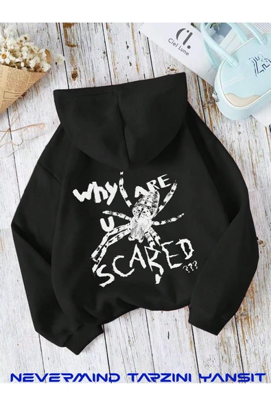 Unisex Whe Are you Baskılı Oversize Baskılı Kapşonlu Sweatshirt 3 Iplik ürün görseli 1
