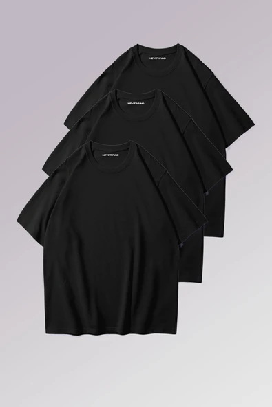 Erkek & Kadın Siyah %100 Pamuklu 3’lü T-shirt Paketi ürün görseli 1