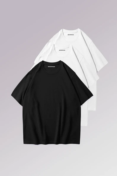 Erkek 2 Beyaz 1 Siyah %100 Pamuklu 3’lü T-shirt Paketi ürün görseli 1